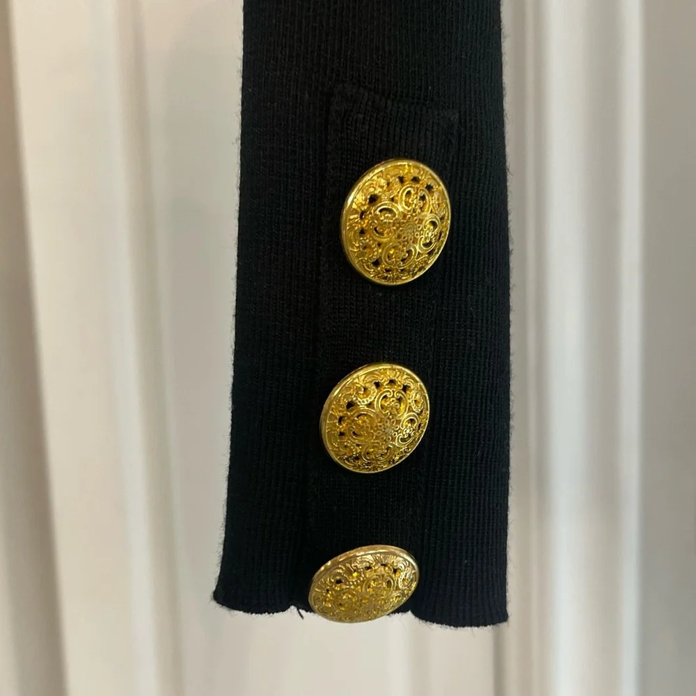 NWOT Zara Black Cropped Sweater Gold Button Sleeves - Picture 5 of 10